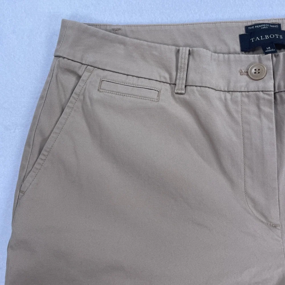 Talbots The Perfect Chino Curvy Tan Khaki Straight Leg Cotton Pants Womens 14